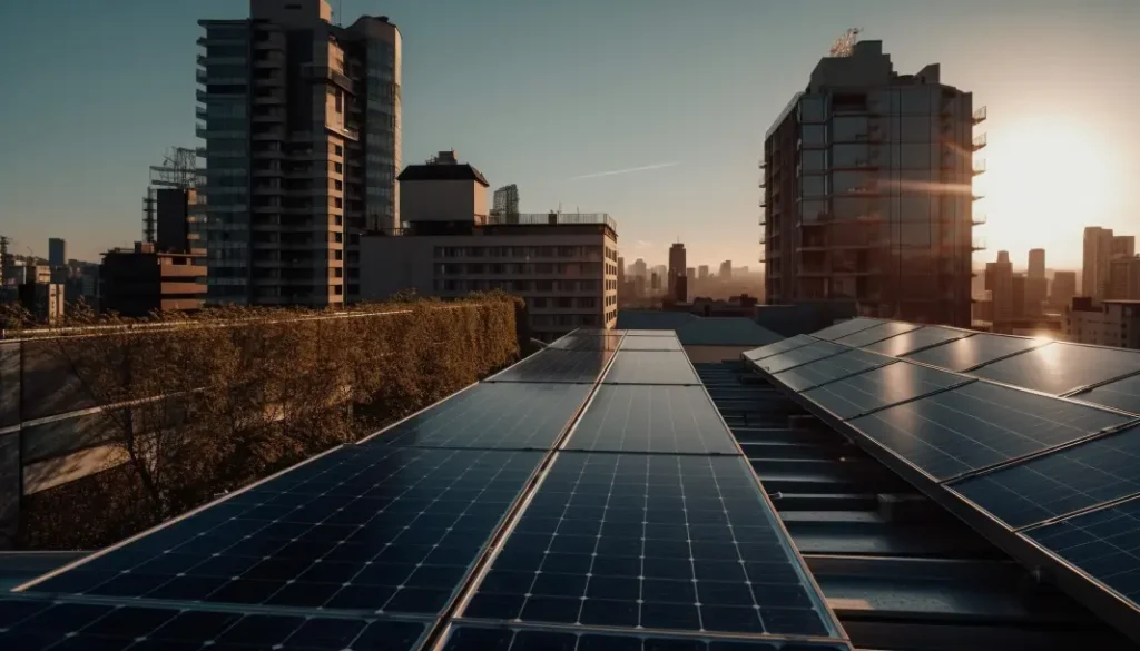 modern-skyscrapers-emit-solar-energy-into-night-sky-generated-by-ai