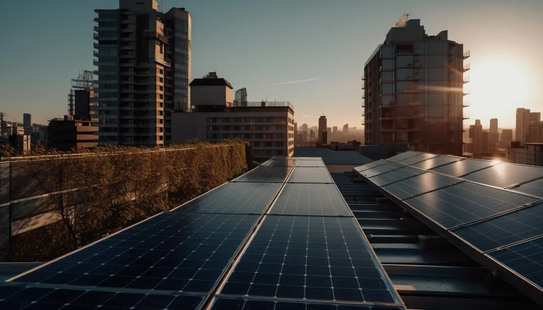 modern-skyscrapers-emit-solar-energy-into-night-sky-generated-by-ai